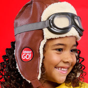 Just Play Danny Go Aviator Hat, Vintage Style Brown Costume Headwear for Kids Ages 3 and Up, 23156