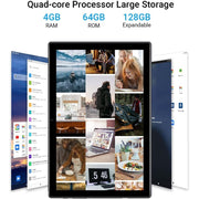 XGODY 10 inch 4GB RAM, 64GB ROM Android 11.0 Tablet Computer Wide Screen Tablet PC WiFi Octa-Core Dual Camera, 5GHz WiFi OTG
