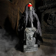 Haunted Hill Farm HHRPRTOMB-2FLSA 3-Ft Rising Reaper with Tombstone