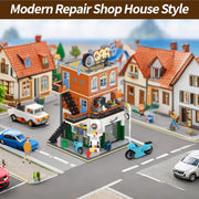 GZBrick Cities Repair Shop Building Blocks, 1637PCS, Multicolor, Compatible with Lego Street View Construction
