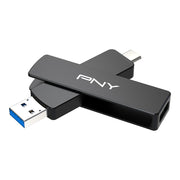 PNY Duo Link V3 USB 3.2 Gen 2 Flash Drive, 256GB, Dual Type-C and Type-A Connectors, Metal Swivel Design, Extreme Read/Write Speeds 1000/800MB/s