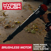 Hyper Tough HY5601050516007 20V 3-in-1 Brushless Cordless Compact Leaf Blower, 200 CFM, 120 MPH, Includes 4.0Ah Battery and Charging Cable