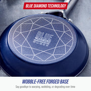 Blue Diamond 14 Piece Cookware Set, Diamond-Infused Ceramic Nonstick, PFAS-Free, Oven Safe to 600F, Dishwasher Safe, Blue