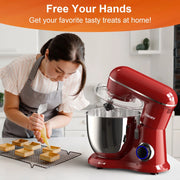 CEBORY SM-1533P 3-IN-1 Stand Mixer, 6.5 QT Tilt-Head 10-Speed Food Mixer, Empire Red