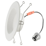 Great Value 6 Inch LED Retrofit Downlight, 13 Watt, 5 CCT Selectable, Dimmable, E26 Base, White, 12 Pack