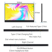 Mayceyee 15.6 Inch Portable Monitor, FHD 1080P IPS Display, USB-C and Mini-HDMI, Travel-Friendly with Kickstand, White, A156C2H