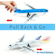 Ludolm Die Cast Metal Airplane Toys 4 Pack, Pull Back Play Vehicles in Blue White Yellow for Kids Ages 3 to 8