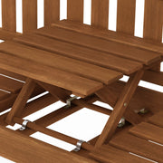 Furinno Tioman Outdoor Hardwood Bench, Malaysian Dark Red Meranti Wood, Waterproof Teak Oil Finish, Pull-Out Middle Seat Table, Natural