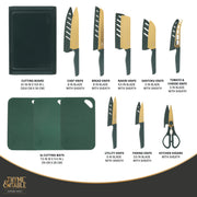 Thyme & Table 20-Piece Cutlery Set, Stainless Steel Blades, Green Handles, Includes Kitchen Shears and Cutting Board