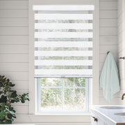 Chicology Zebra Roller Shades, Dual Layer Light Filtering, Cordless Window Blinds, Arctic White, 21 in W x 72 in H, VNBGA1772