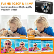 Melcam 01DC403 44.0 MP 1080P Digital Camera 16X Digital Zoom Compact Point and Shoot Camera, Black