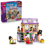 LEGO Friends Music Store & Apartment Building Set, Interactive Playset with 483 Pieces, Includes Minidolls and Marimba the Corgi, Ages 7+