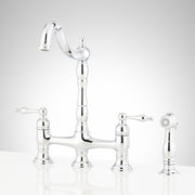 Signature Hardware SH349722CP 954037 Delacour 1.75 GPM Double Handle Bridge Kitchen Faucet with Side Spray Chrome Faucet Kitchen Double Handle
