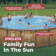 Coleman Power Steel 22 ft. Round Metal Frame Above Ground Pool Set with Puncture-Resistant Tritech Liner, Filter Pump, Ladder, and Pool Cover, 90425E