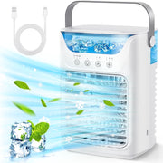 Mofajang Portable Air Conditioner 3-in-1 Evaporative Air Cooler with 3 Speeds, 2 Mist Modes, 7 Color Ambient Lights, 24oz Removable Water Tank for Bedroom and Office, 77428801