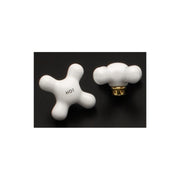Signature Hardware Large Porcelain Cross Handles Pair of 2 Polished Brass