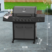 Expert Grill 6-Burner Propane Gas Grill with 12,000 BTU Side Burner, 507 sq. in. Cooking Area, Porcelain-Enameled Cast Iron Grates, Graphite