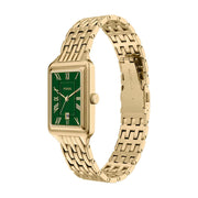 Fossil Raquel Women's Gold-Tone Stainless Steel Watch with Genuine Green Malachite Dial, 26mm ES5341