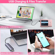 Saneen K8 4K 64MP Compact Point & Shoot 2.8'' Autofocus w/16X Zoom Anti Shake 32GB Card Mini Camera, Pink