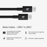 Beats MDGA4LL/A USB-C to USB-C Woven Cable (1.5 m / 5 ft)- Bolt, Black