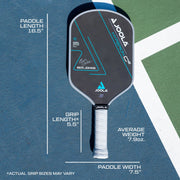 JOOLA Ben Johns Hyperion C2 Pickleball Paddle, Charged Carbon Surface Technology, Aero-Curve Shape, 16mm Thickness, Black White Grey, 17002