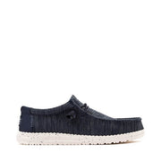 Heydude Wally Stretch Sox Men's Casual Slip-On Shoes, Navy, Lightweight Breathable Textile Upper, Memory Foam Insole, Flexible Rubber Sole, 41898-410