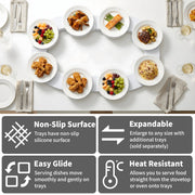DUALFERV Table Top Lazy Susan, Expandable Non-Slip Turntable for Rectangular and Oblong Tables, Gray Plastic