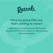 Rascals Premium 360 Absorbent Pull-On Disposable Baby Diapers, Size 5, 52 Count