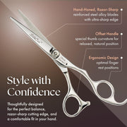 Olivia Garden SilkCut Professional Hairdressing Barber Kit XL, 7-Inch Shear and 6-Inch Thinner, Stainless Steel, Satin Finish, Silver, 640-SKCXL