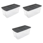 Sterilite 200 Qt. Stacker Box Plastic, Flat Gray, Set of 3