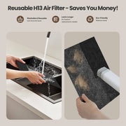RENPHO Air Purifier for Large Room up to 3000 Sq.ft, Double Washable HEPA Filters, Smart Air Quality Sensor, Quiet Operation, White, R-HAU04