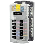 Chemtex 5026 Blue Sea Systems ST Blade Fuse Block, 12 Circuits with Negative Bus and Cover