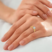 Forever Bride SOR1099H-KY220 1/2 Carat T.W. Round Diamond 10 Kt Yellow Gold Miracle Plate Solitaire Engagement Ring, Yellow Gold Ring Size:7
