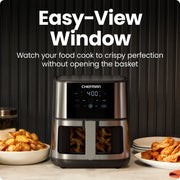Chefman TurboFry Easy-View 8-Quart Stainless Steel Air Fryer, Digital Controls, Nonstick Basket, RJ38-SS-8TW