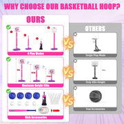 WonderStone 688-7 3 in 1 Basketball Hoop, Adjustable Height Mini Poolside Toddler Basketball Hoop with T Ball Set, Indoor Outdoor Toys