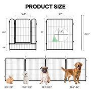 Naipo Dog Playpen, 32in Height, 16 Panels, Portable Metal Fence, Indoor and Outdoor Use, Black