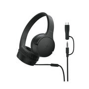 Belkin SoundForm Mini Kids Wired On-Ear Headphones with USB-C to 3.5mm Dongle, Built-In Microphone, 85dB Volume Limiter, Adjustable Fit, Black, AUD010fqBK