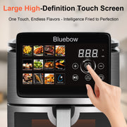 Bluebow 9QT Air Fryer, Large Touchscreen, 12-in-1 Multi-Functional, Visible Window, Oil-Free Cooking, Black