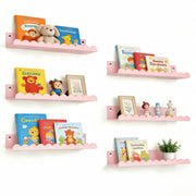AMIENIV 6-Piece Pink Metal Floating Shelves, 16 in, Cloud Shape with Scalloped Edge for Girls Room Nursery