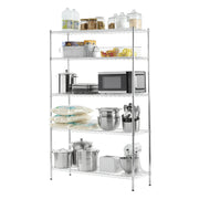 Hyper Tough 5-Tier Heavy Duty Steel Wire Freestanding Storage Shelf Unit Set, Chrome