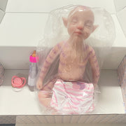 Cosdoll CS-000 Cute Pink Alien Baby Doll Toys Closed Eyes Full Silicone Body, 18 inches