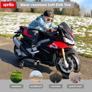 TCARAIWEN 24V Kids Motorbike Aprilia Licensed Ride on Toy, Black