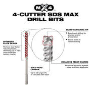 Milwaukee 48-20-3934 3/4 in. x 24 in. x 29 in. 4-Cutter SDS-MAX Carbide Drill Bit