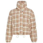 En Saison Women's Brown Check Arlo Drawstring Hem Puffer Jacket Size M