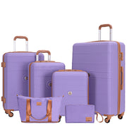Travelhouse TH6608-6PU 6 Piece Hardshell Luggage Set Hardside Lightweight Suitcase with TSA Lock Spinner Wheels (Purple)