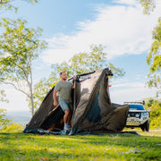 Oztent 30 Second Expedition Tent, Waterproof, Free Standing, Green, 8 ft Wide x 6.6 ft Deep x 6.6 ft High with Awning