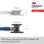 3M Littmann Cardiology IV Stethoscope, High Polish Smoke Chestpiece, Caribbean Blue Tube, Mirror Stem, 27 in, 6234