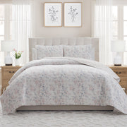 VCNY Home My Texas House Rebecca 3-Piece Reversible Floral Cotton Quilt Set, White/Pink, Full/Queen