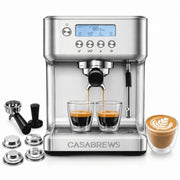 Casabrews Ultra Espresso Machine, Professional 20-Bar Pressure, Adjustable PID Temperature Control, 58mm Commercial Portafilter, LCD Display, Steam Wand, Silver