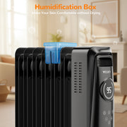 VECUKTY 1500W Oil Radiator Heater, Electric Oil-Filled Space Heater with Remote Control, Child Lock, 3 Heat Modes, Overheat and Tip-Over Protection, 24-Hour Timer, Digital Thermostat, Black